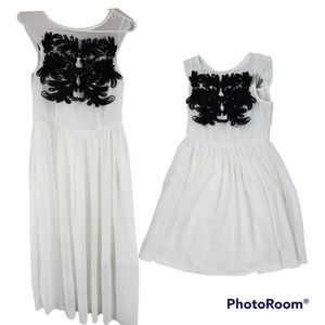 Mother & Daughter Twin Chiffon Dress White Long Sleeveless